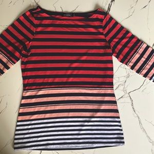 Limited Long Sleeve Red and Navy Blue Stripes Top